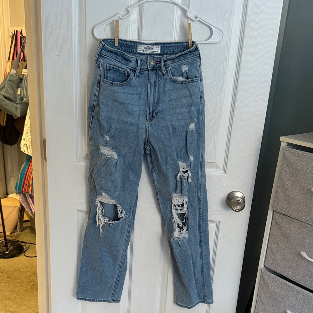 Hollister Light Blue Distressed Straight Jeans